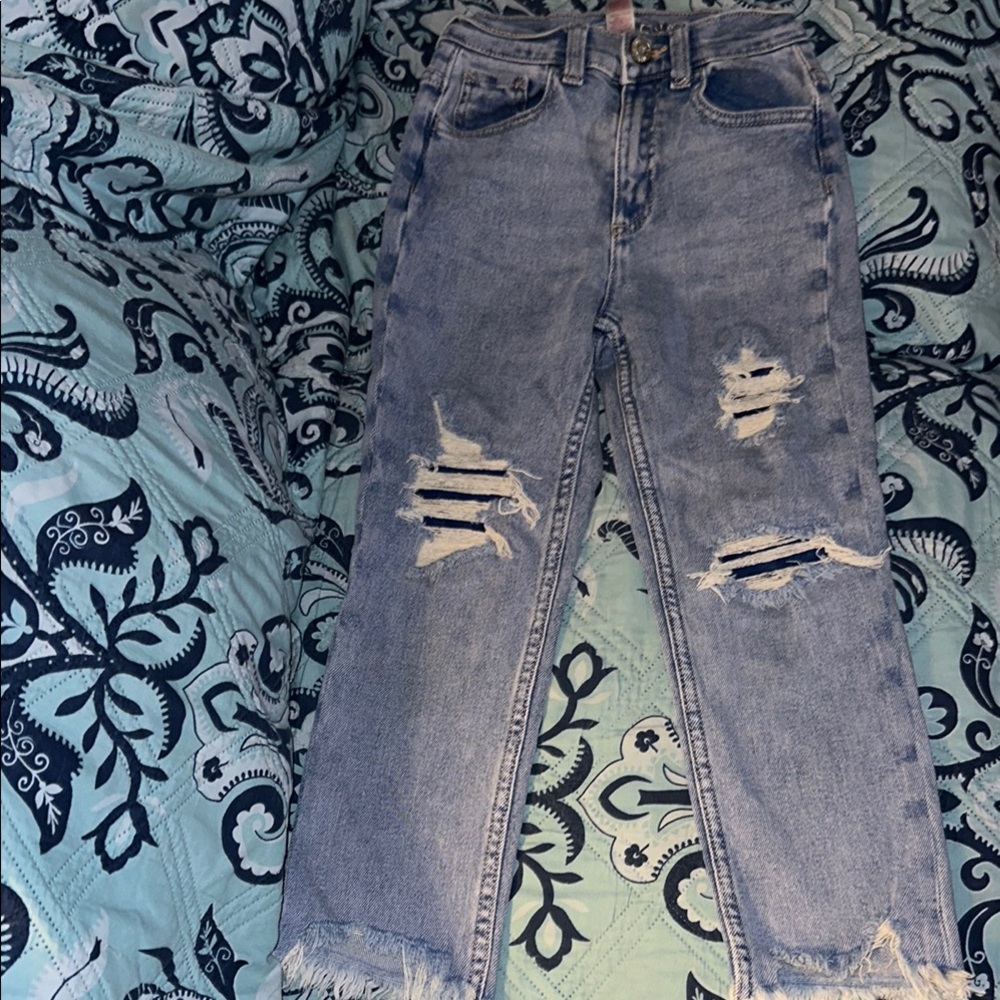 Justice Blue Distressed Jeans Classic Fit